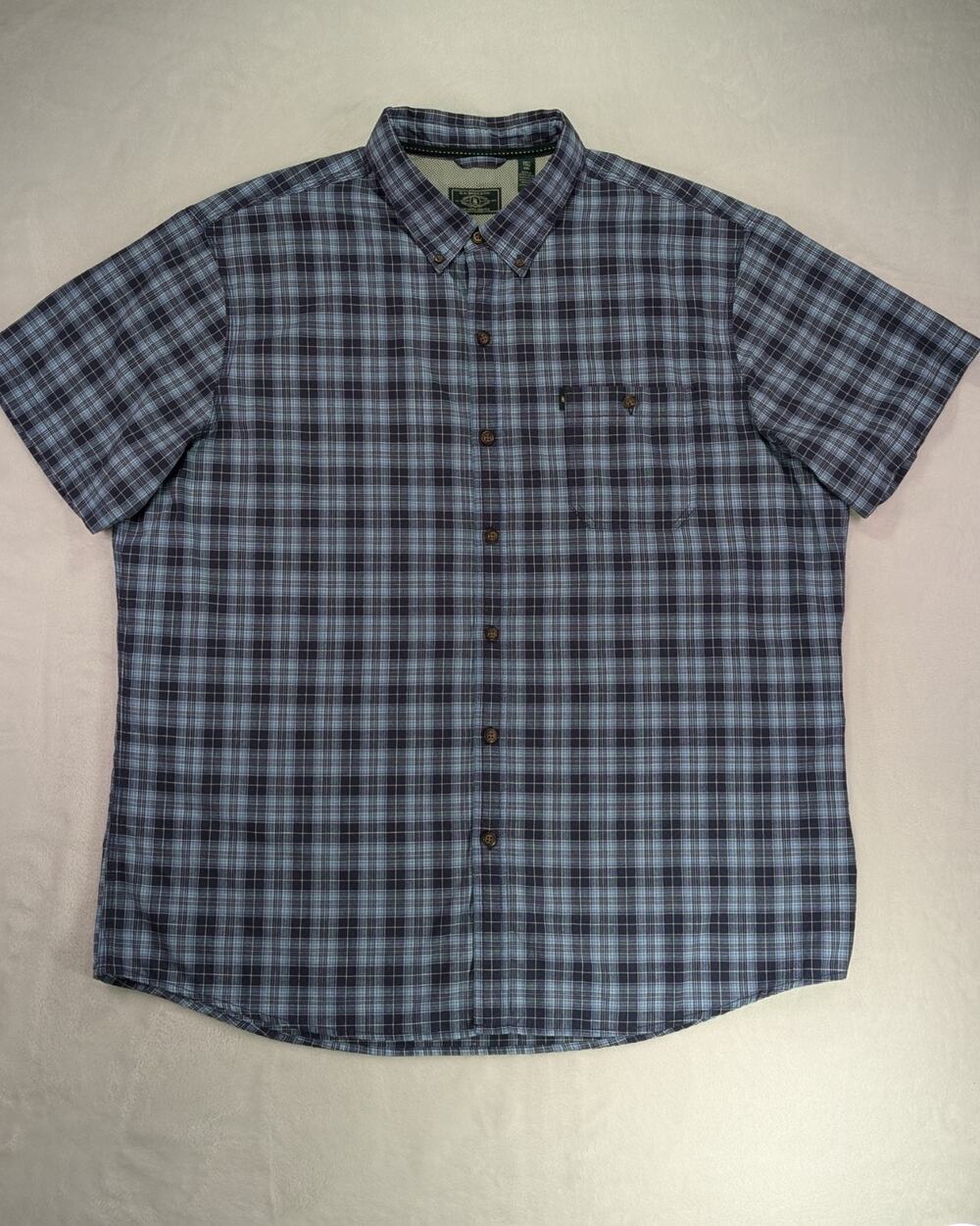 GH Bass Madawaska Trail Plaid Button Shirt Men 2XL Big & Tall Blue